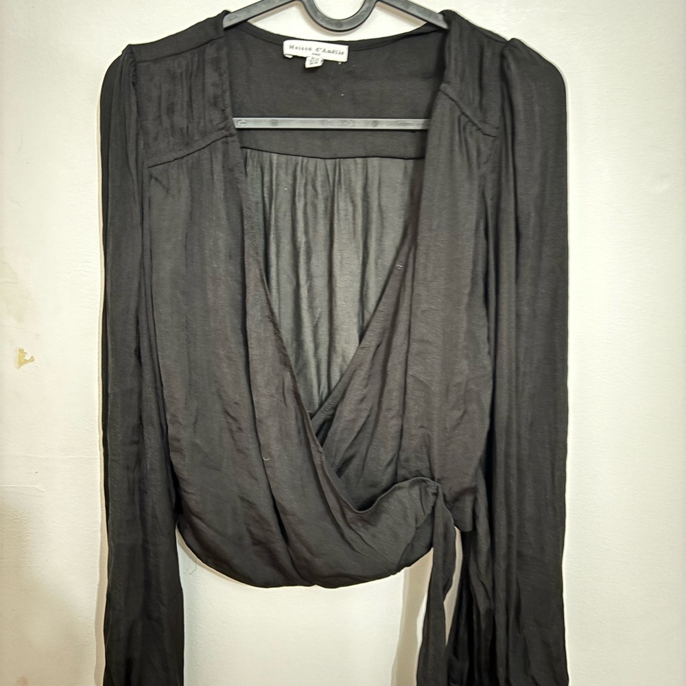 Geren Ford Charcoal Wrap Blouse